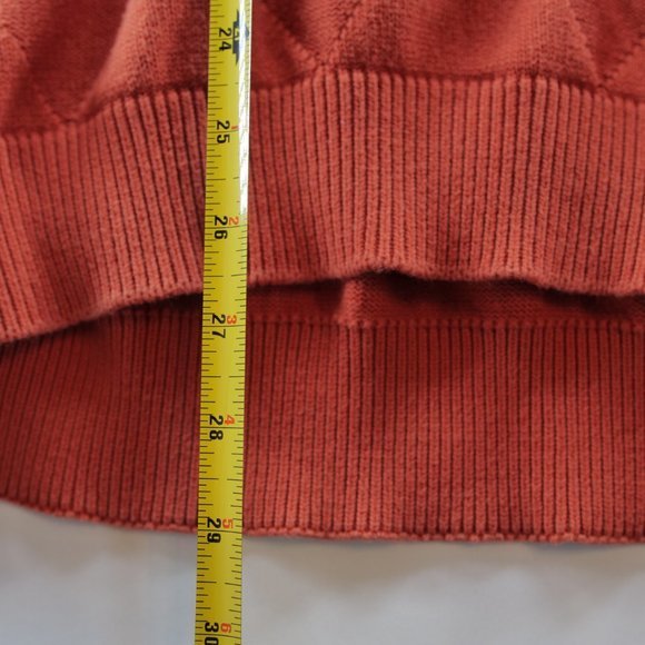 LYLE&SCOTT SCOTLAND MENS SZ L V-NECK ORANGE COMBED COTTON PULLOVER SWEATER - Picture 6 of 7